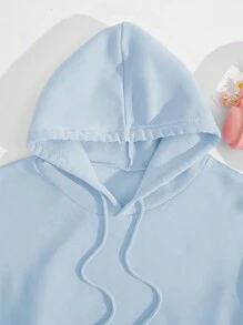 INAWLY Women's Hooded Drawstring Sweatshirt And Sweatpants Set Fall Cloth For Women - Baby Blue - View 3