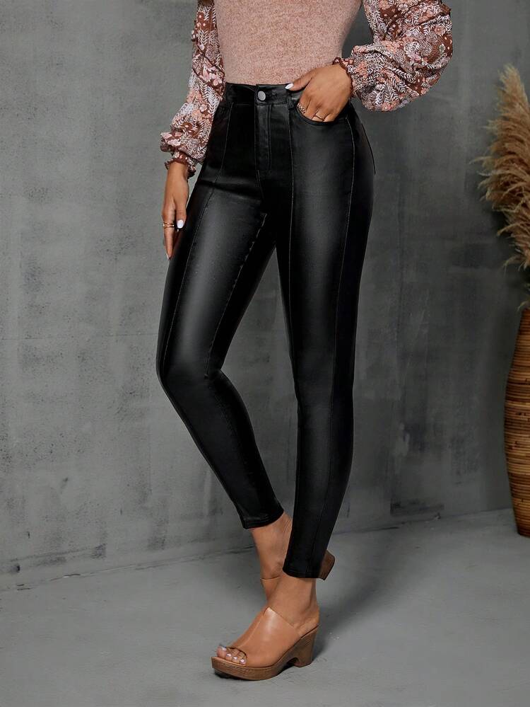Women's Fashionable Casual Solid Color Slim Fit Long Pants