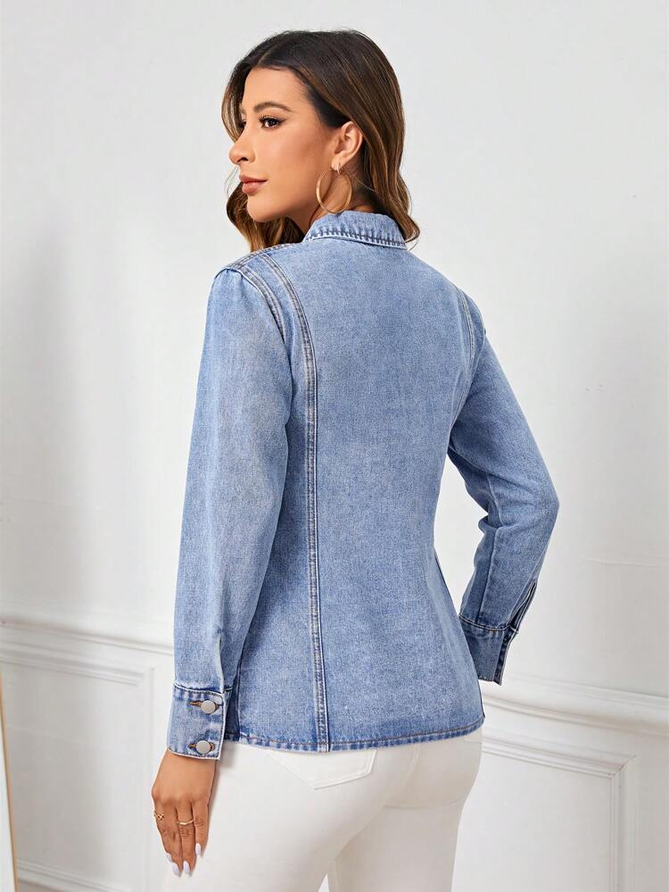Washed Long Sleeve Denim Shirt