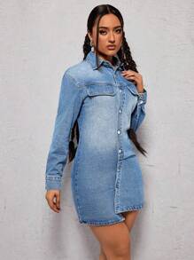 SHEIN ICON Robe en jean à ourlet asymétrique