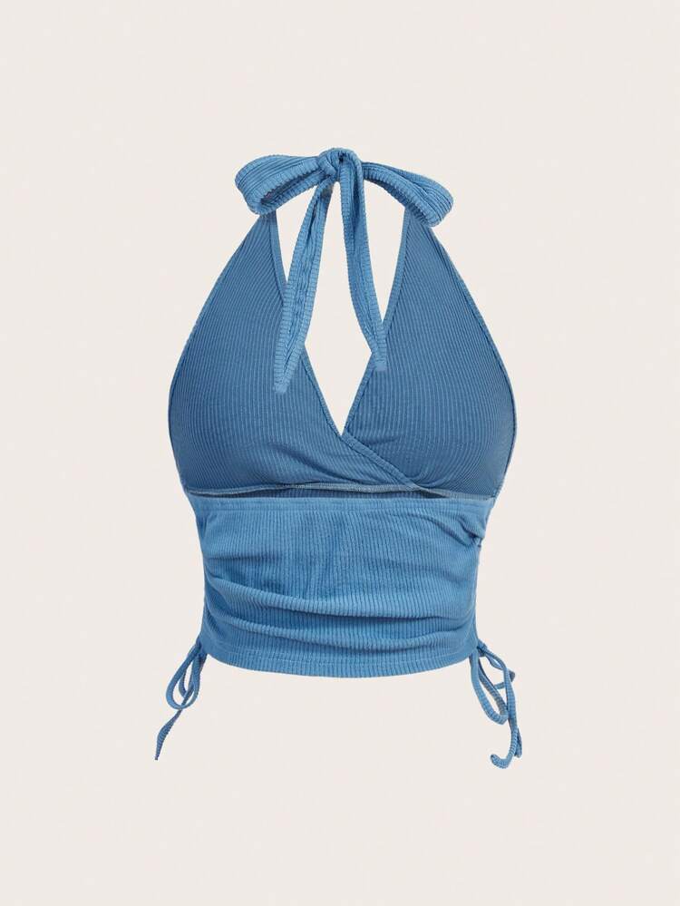 Women's Halterneck Drawstring Hem Tank Top