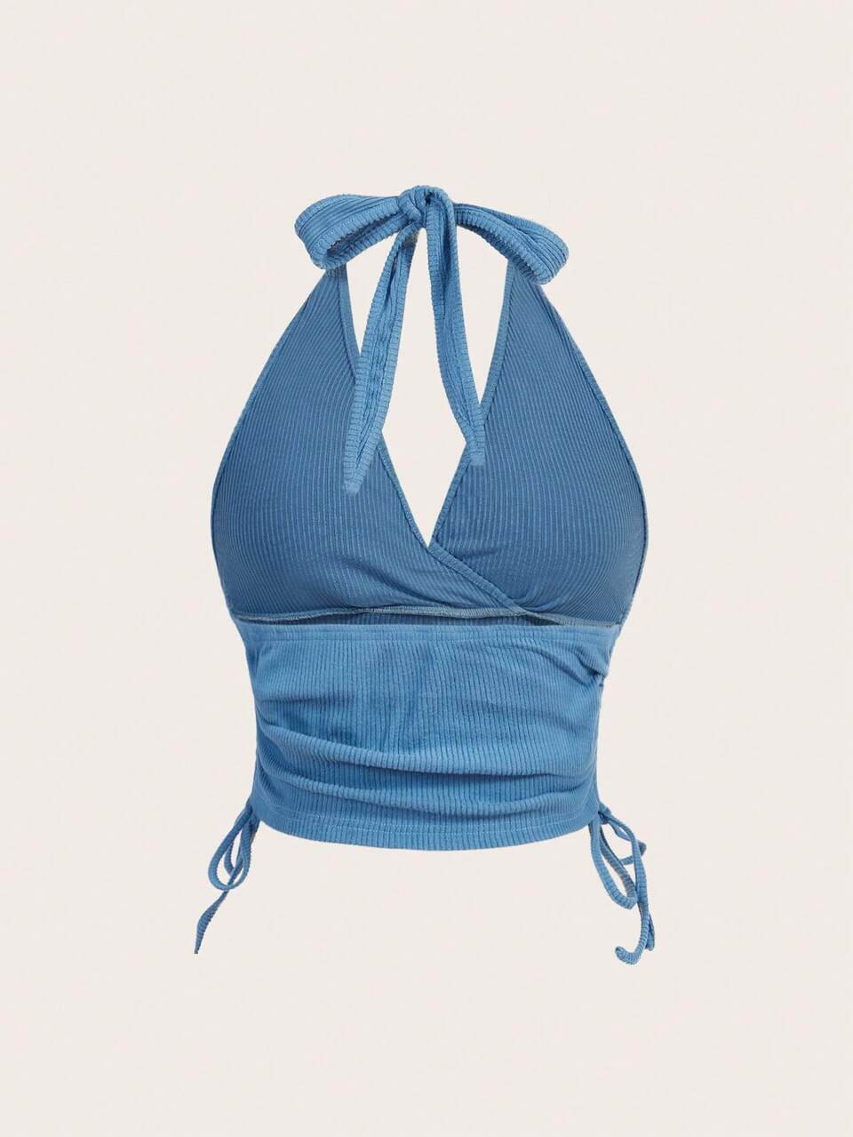 Women's Halterneck Drawstring Hem Tank Top