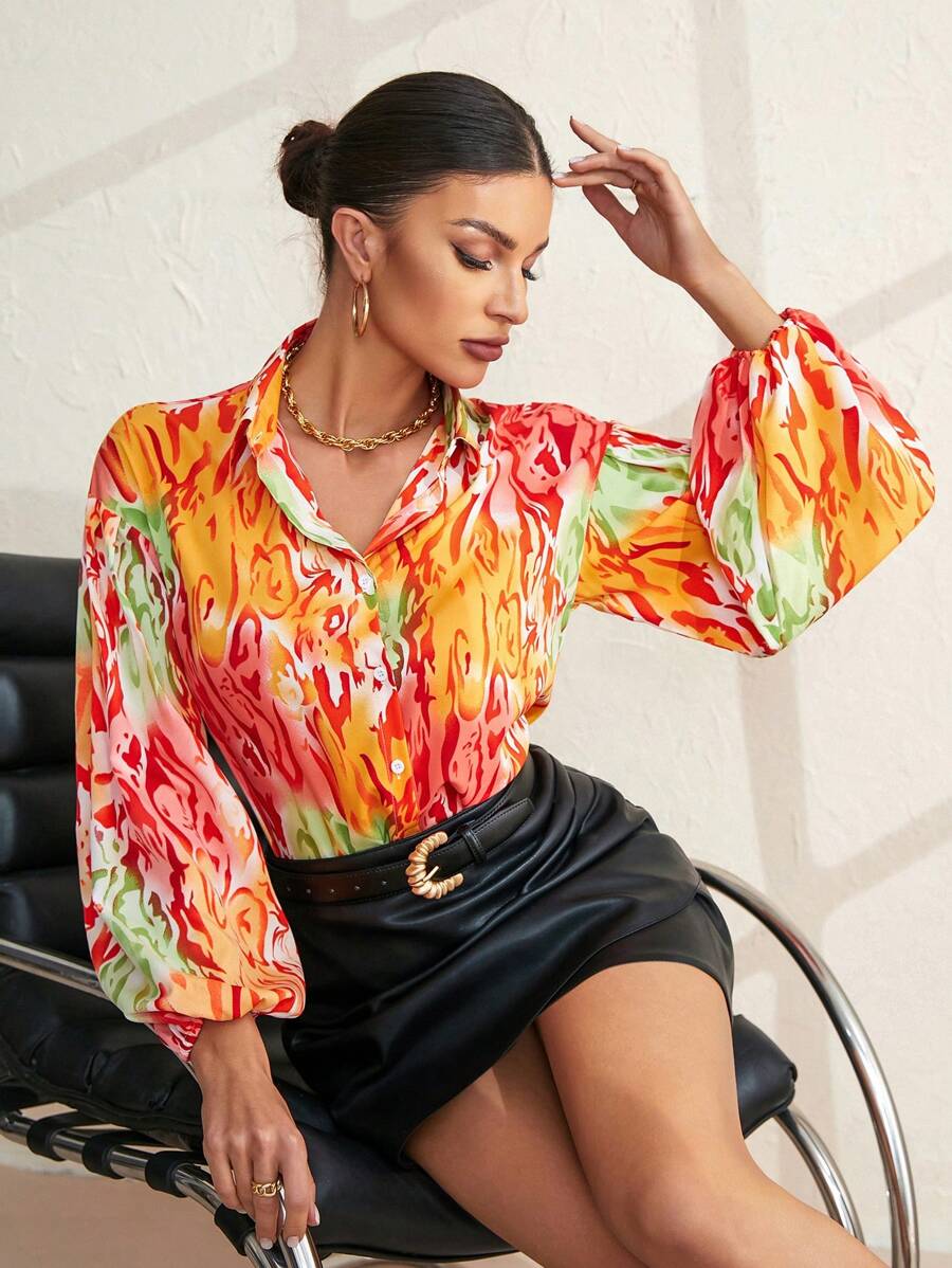 SHEIN Clasi Women'S Full Print Long Sleeve Shirt - Multicolor - View 1