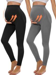 SHEIN Seamless Maternity Leggings - Multicolor - View 1