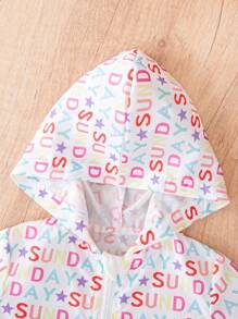 Baby Girls' Full Alphabet Printed Hooded Jacket - Multicolor - View 5