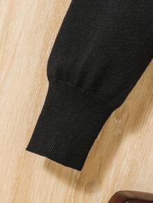 Teen Girl Pearls Beaded Cardigan - Black - View 4