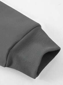 Manfinity Homme Men's Slogan Printed Zipper Patched Detail Sweatshirt - Dark Grey - View 3