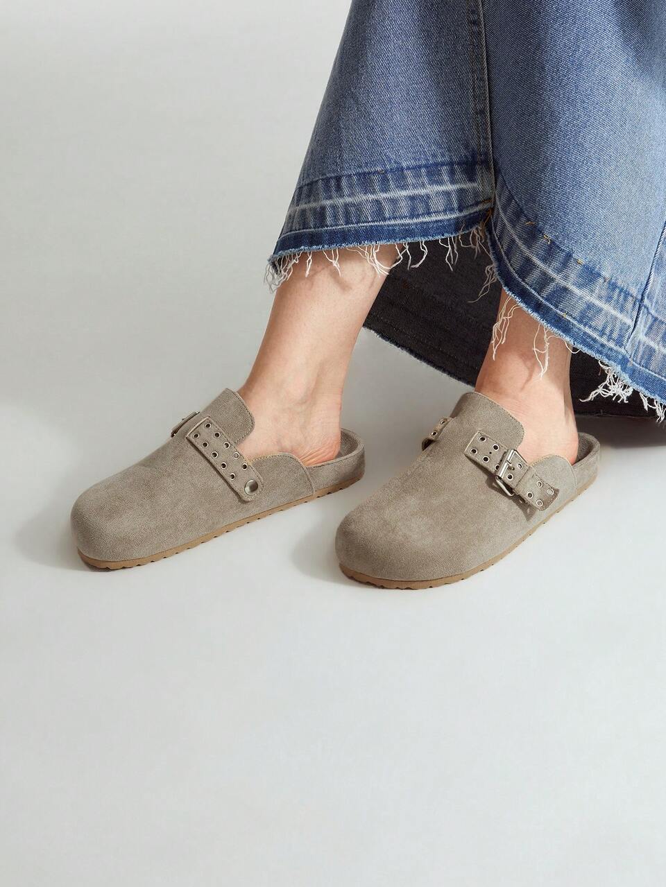 MOTF FAUX SUEDE BUCKLE CLOGS