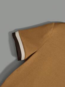 SHEIN Leap Crew 幼童男童馬術印花條紋綾綢t卹,帶織釦口袖頭,多款可選