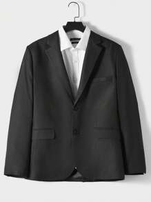 RueChic Men'S Suit Jacket With Sharp Lapel Collar - Black - View 1