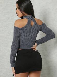 Hauture 領部細節露肩短上衣 - 灰色 - 查看 2