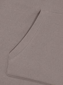 SHEIN EZwear Của phụ nữ In Trái tim Dây rút Hoodie - Màu Khaki - Xem 5