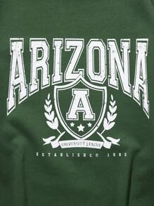 RueChic Men Letter Graphic Sweatshirt - Green - View 3