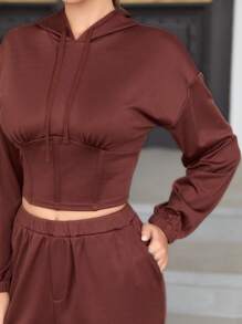 SHEIN Unity Women'S Solid Color 2-Piece Set - Rust Brown - View 6