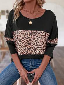 SHEIN LUNE Women'S Plus Size Leopard Print T-Shirt - Multicolor - View 4