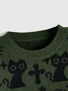 ROMWE Goth Của phụ nữ Hình con mèo Thả vai Tay áo dài Áo chui đầu Áo len - Nhiều màu - Xem 3