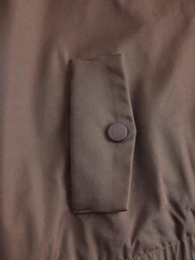 SHEIN EZwear Chaqueta con cremallera delantera, mangas raglán y bloques de color para mujer en otoño/invierno - Marrón - Ver 4
