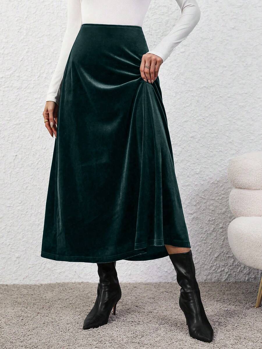 SHEIN Clasi 女士小羊皮裙 - 綠色 - 查看 1