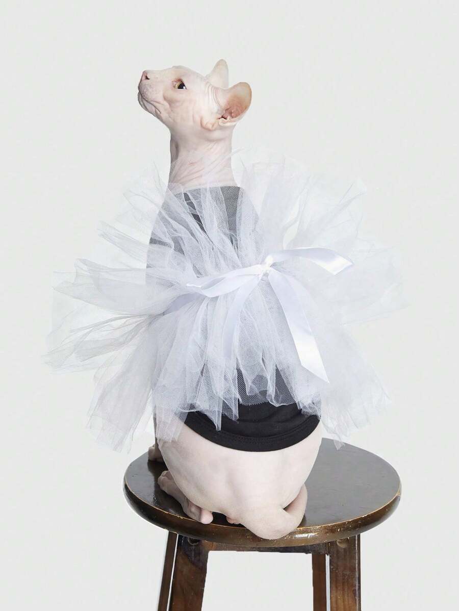 ROMWE Pet Wedding Dress Mesh Skirt