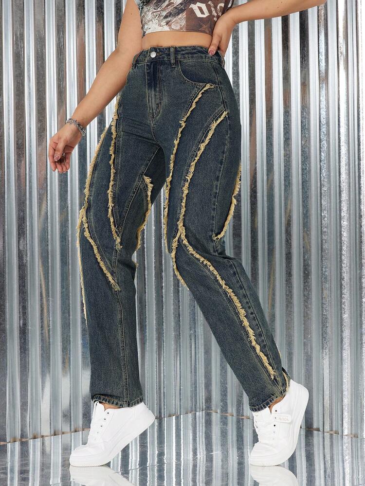 Women'S Frayed Edge Denim Jeans