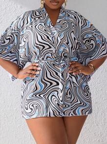 SHEIN Swim Curve Áo choàng kimono in hoa cỡ lớn cho nữ mùa hè - Nhiều màu - Xem 5