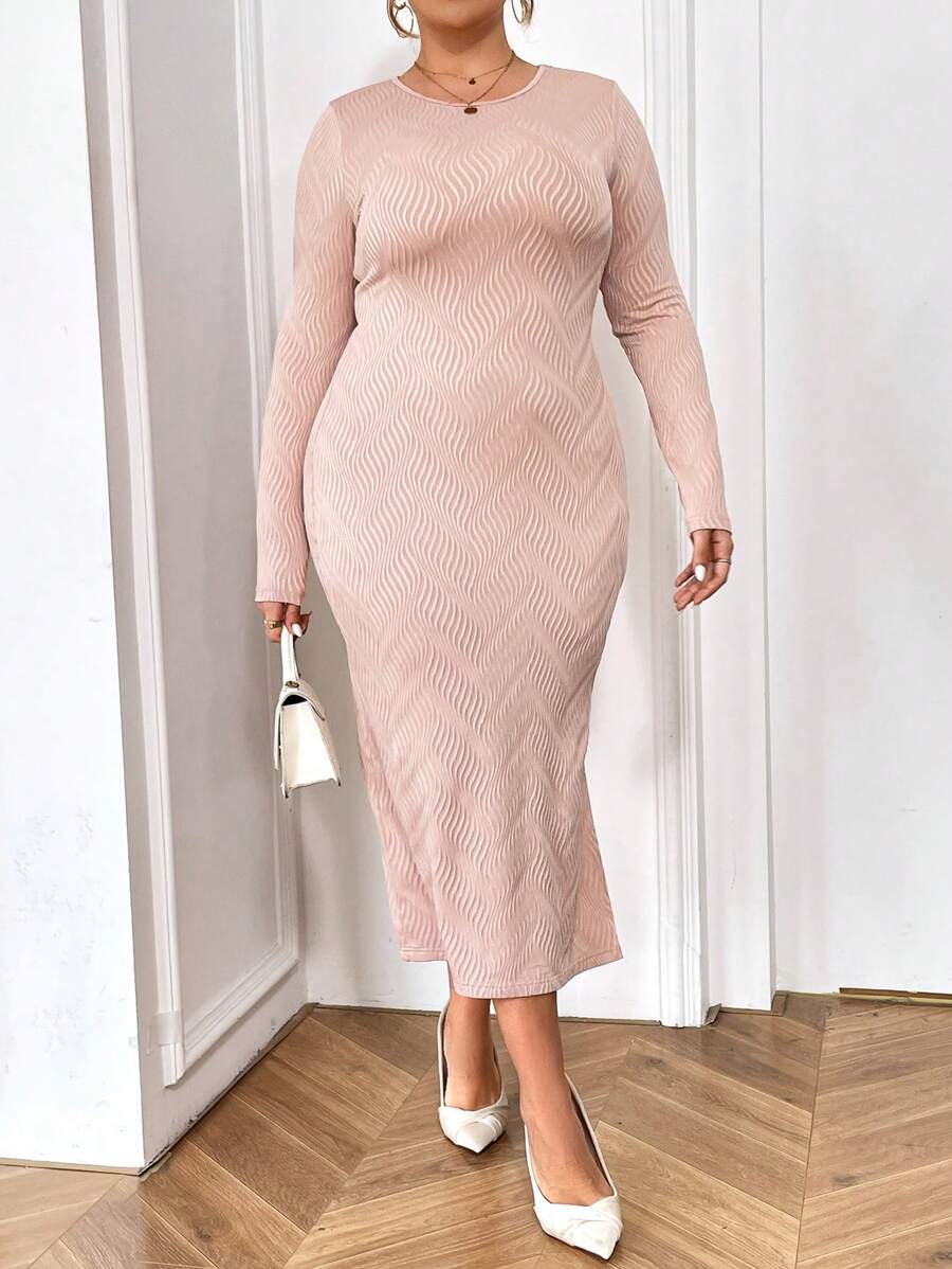 Plus Size Women'S Textured Fabric High Slit Dress
