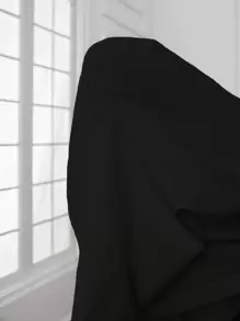SHEIN Essnce 大尺碼女裝翻領長袖襯衫 - 黑色 - 查看 6