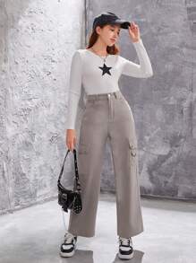 Teenage Girls' Utility Pocket Jeans - Grey - View 4