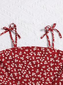 SHEIN Tween Girls Casual Vacation Floral Print Strappy Dress