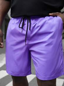 GENTILAND Plus Size Men's Letter Printed T-Shirt And Shorts Set, Loose Fit - Multicolor - View 5