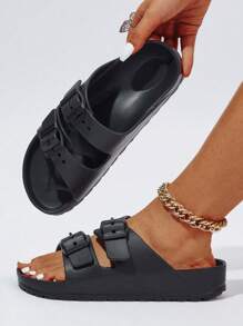 2024 New Upgraded Spring/Summer Unisex Beach Sandals With Buckle Design - Black - View 1