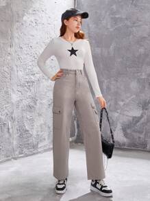 Teenage Girls' Utility Pocket Jeans - Grey - View 3