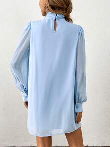 SHEIN Clasi Của phụ nữ Ống tay áo Thẳng Váy ống - Màu xanh lam - Xem 2