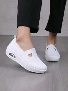 女士便攜式休閒時尚透氣運動鞋 - 白色 - 查看 2