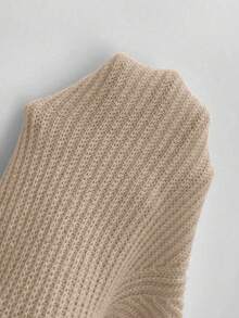 SHEIN Essnce 女款立領插肩袖長袖毛衣套頭衫 - 杏色 - 查看 5