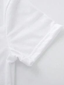 SHEIN Cô gái Vui vẻ Năm mới In Đồ họa Áo thun - trắng - Xem 4