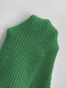 SHEIN Essnce Của phụ nữ Đứng cổ áo Raglan Tay áo dài Áo len Áo chui đầu - màu xanh lá - Xem 6