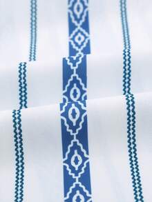 女用條紋長袖襯衫 - 藍色 - 查看 8