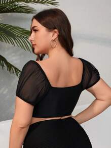 Swim Lushoire Summer Beach Plus Size Women's Knotted Swimwear Top