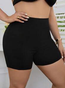 Swim Lushoire Summer Beach Women's Plus Size High Waisted Bikini Bottom With Phone Pocket - Black - View 3