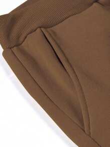 SHEIN Manfinity EMRG Men's Slogan Print Hoodie And Jogger Pants Set - Coffee Brown - View 7