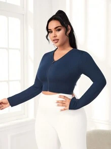 Easithlete Plus Size Slim Fit V-neck Sports Jacket