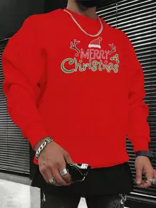 Manfinity Homme Men'S Plus Size Christmas Printed Sweatshirt