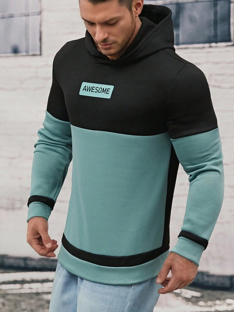 GENTILAND 針織休閒拼接連帽卫衣 - 彩色 - 查看 1