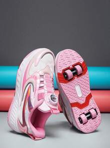 Zapatillas Con Ruedas Desmontables Para Niños, Versión De Otoño E Invierno, Con Cuatro Ruedas Y Zapatos Exteriores Desmontables - Multicolor - Ver 6