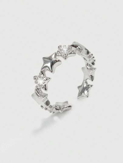 Grunge Punk 1 Pièce Bague En Zircone En Forme D'étoile À La Mode Pour Femmes