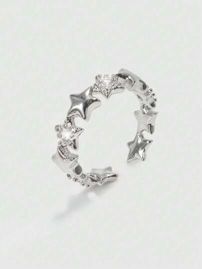 ROMWE Grunge Punk 1 件時尚女用星形氧化鋯戒指