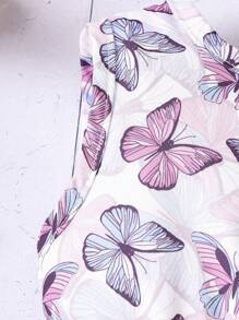 嬰幼兒女孩蝴蝶印花無袖裙套裝,附頭帶 - 彩色 - 查看 4