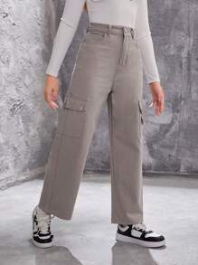 Teenage Girls' Utility Pocket Jeans - Grey - View 5