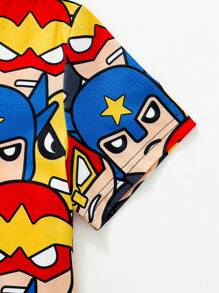 Bộ đồ mặc nhà Tween Boy Hero chủ đề in ngắn tay và quần short, mùa hè - Nhiều màu - Xem 5